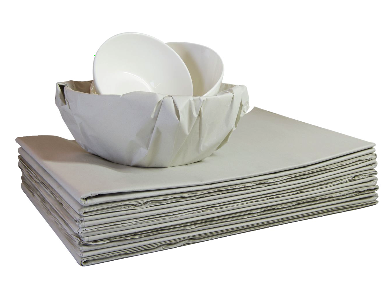 Papel sulfito con tazón envuelto en papel